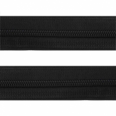 Рулонная молния с покрытием PVC спираль тип 3 (упак.270м) -черная с полосой СВО - купить в Владимире. Цена: 12.74 руб.