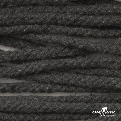 Шнур плетеный d-6 мм круглый, 70% хлопок 30% полиэстер, уп.90+/-1 м, цв.1088-т.серый - купить в Владимире. Цена: 588 руб.