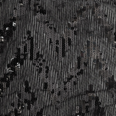 Трикотажное полотно с пайетками, шир.130 см, #311-бахрома чёрная - купить в Владимире. Цена 1 183.35 руб.