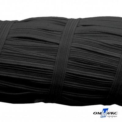 Резиновые нити с текстильным покрытием, шир. 6 мм (55 м/уп), цв.-черный - купить в Владимире. Цена: 210.75 руб.