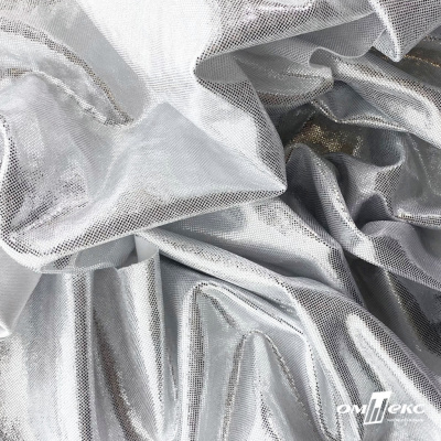 Трикотажное полотно голограмма, шир.140 см, #602 -белый/серебро - купить в Владимире. Цена 385.88 руб.