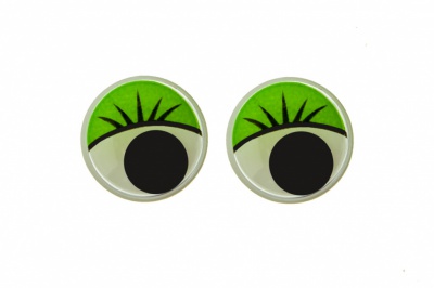 Глазки для игрушек, круглые, с бегающими зрачками, 15 мм/упак.50+/-2 шт, цв. -зеленый - купить в Владимире. Цена: 113.01 руб.