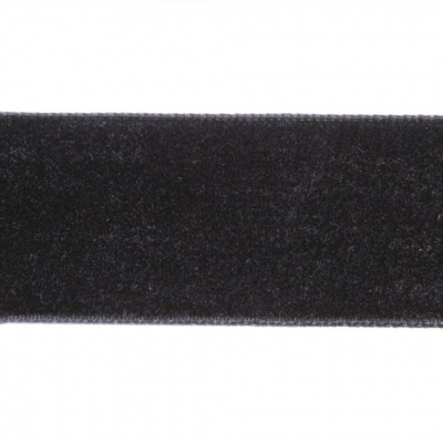 Лента бархатная нейлон, шир.25 мм, (упак. 45,7м), цв.03-черный - купить в Владимире. Цена: 800.84 руб.