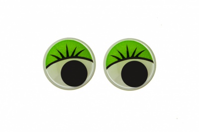 Глазки для игрушек, круглые, с бегающими зрачками, 12 мм/упак.50+/-2 шт, цв. -зеленый - купить в Владимире. Цена: 95.04 руб.