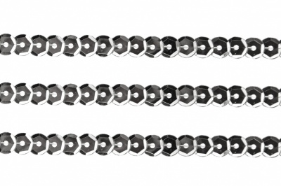 Пайетки "ОмТекс" на нитях, SILVER-BASE, 6 мм С / упак.73+/-1м, цв. 1 - серебро - купить в Владимире. Цена: 468.37 руб.