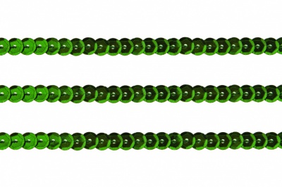 Пайетки "ОмТекс" на нитях, SILVER-BASE, 6 мм С / упак.73+/-1м, цв. 4 - зеленый - купить в Владимире. Цена: 484.77 руб.