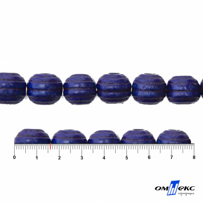 0309-Бусины деревянные "ОмТекс", 16 мм, упак.50+/-3шт, цв.006-синий - купить в Владимире. Цена: 62.22 руб.
